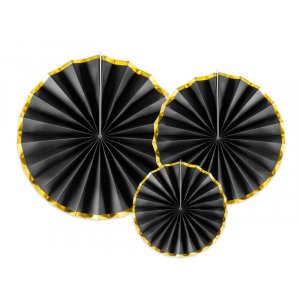 Pin Wheels - Schwarz/Goldrand - 3er-Pack