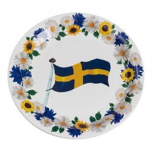 Pappteller - Blumen/schwedische Flagge - 8er-Pack