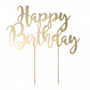 Tortenaufsatz - Happy Birthday - Goldmetallic