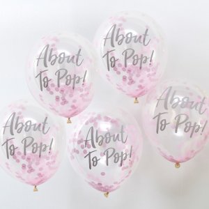 Konfetti-Luftballons - gleich platzen - Pink - 5er-Pack