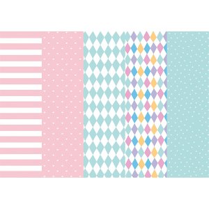 Paketpapier - Mix - Pink/Mint - 5 Blatt