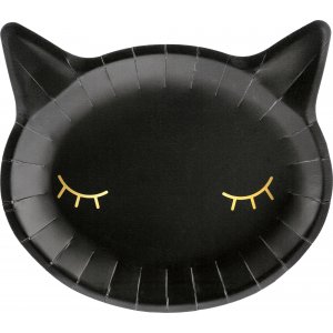 Pappteller - Black Cat - Pink Halloween - 6er-Pack