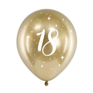 Luftballons - Meilenstein 18 - Gold - 6er-Pack