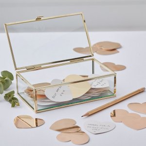 Glasbox mit Herzen - Goldhochzeit