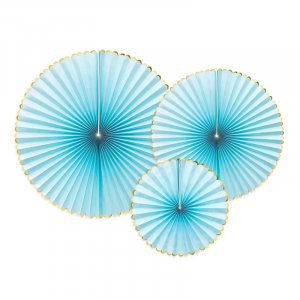 Pin Wheels - Hellblau/Goldrand - 3er-Pack