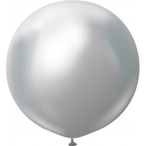 Luftballons einfarbig - Premium 90 cm - Silber Chrom - 2er-Pack