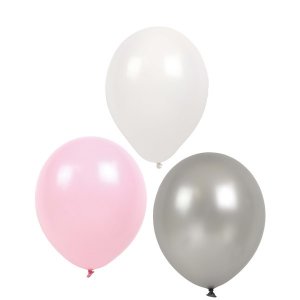 Luftballons - Rosa/Wei/Silber - 9er-Pack