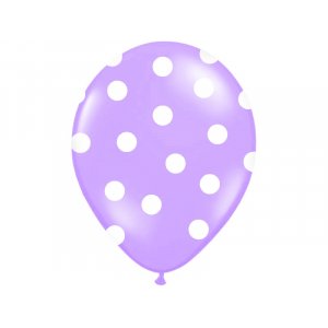 Luftballons - Hellviolett mit weien Punkten - 6er-Pack