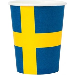 Pappbecher - Schwedische Flagge - 8er-Pack