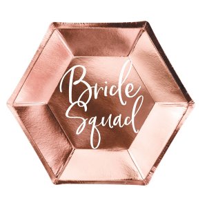 Pappteller - Bride Squad - Rosgold - 6er-Pack