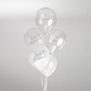 Luftballons - Just Married - Silber - 8 Stck