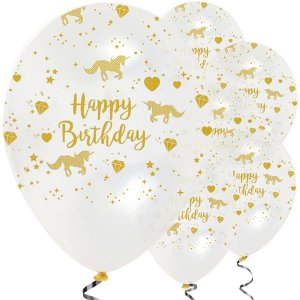 Luftballons - Unicorn Sparkle - Klar/Gold - 6er-Pack