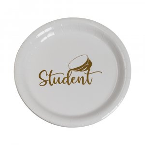 Dessertteller - Student - Wei/Gold - 8er-Pack