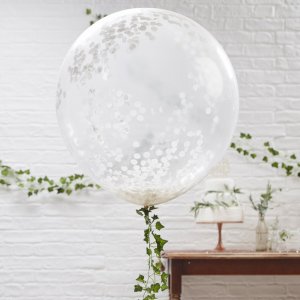 Riesenballons - Weies Konfetti - 3er-Pack