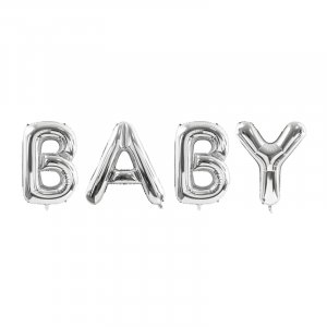 Buchstabenballons - Baby - Silber