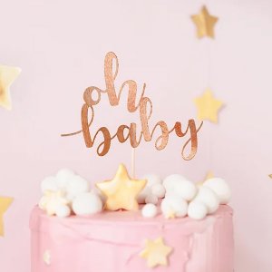 Tortenaufsatz - 25 cm - Oh Baby - Rosgold