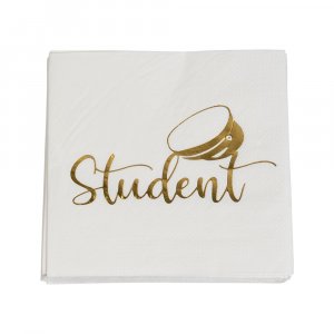 Kleine Servietten - Student - Wei/Gold - 16er-Pack