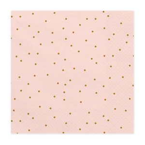 Servietten - Hellrosa - Polka Dot Gold - 20er-Pack