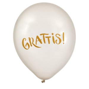 Luftballons - Herzlichen Glckwunsch - Wei/Gold - 6er-Pack