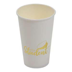 Groe Pappbecher - Student - Wei/Gold - 8er-Pack