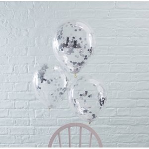 Konfetti-Luftballons - Silber - 5er-Pack