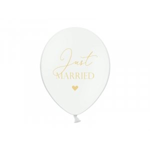 Luftballons - Just Married - Wei/Gold - 6 Stck