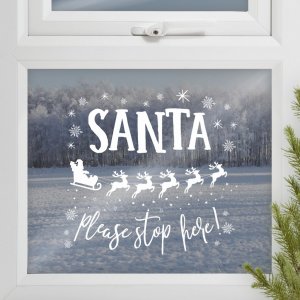 Fensteraufkleber - Santa Stop Here