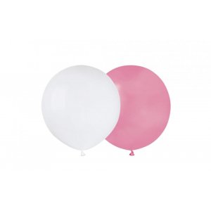 Runde Luftballons - 48 cm - Rosa/Wei - 10er-Pack