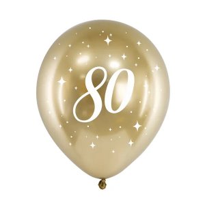 Luftballons - Milestone 80 - Gold - 6er-Pack