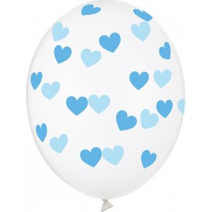 Luftballons - Klar - Blaue Herzen - 6er-Pack