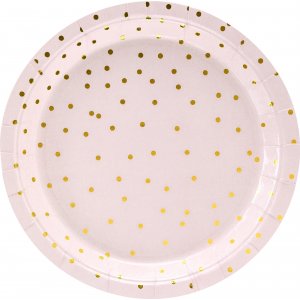 Dessertteller - Hellrosa - Polka Dot Gold