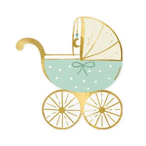 Servietten - Kinderwagen - Mint/Gold - 20er-Pack