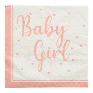 Servietten - Baby Girl - Rosa/Wei - 16er-Pack