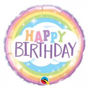 Folienballon - Happy Birthday - Pastell Regenbogen