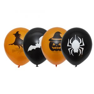 Ballonmischung - Halloween - Schwarz/Orange - 6er-Pack