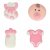 Zuckerdekorationen - Babymischung - Rosa - 6er-Pack