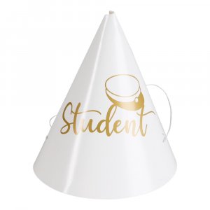 Partyhte - Student - Wei/Gold - 4er-Pack