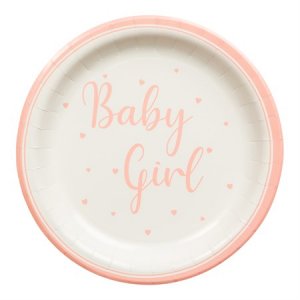 Pappteller - Baby Girl - Rosa/Wei - 8er-Pack