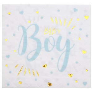 Servietten - Baby Boy - Blau/Gold - 20er-Pack