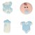 Zuckerdekorationen - Babymischung - Blau - 6er-Pack