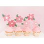 Kuchenspiee - Blumen - Rosa/Wei - 8er-Pack